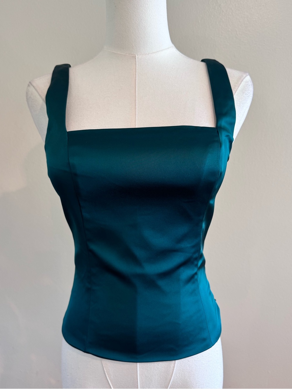 Abercrombie & Fitch Emerald Green Satin Square-Neck Corset Top S